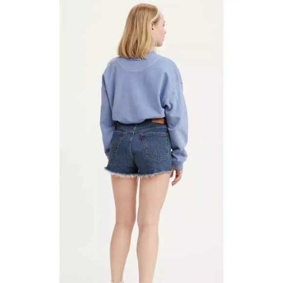 LEVI'S 501® ORIGINAL FIT HIGH RISE WOMEN'S SHORTS 24 Salsa Destiny DARK WASH - Picture 9 of 9